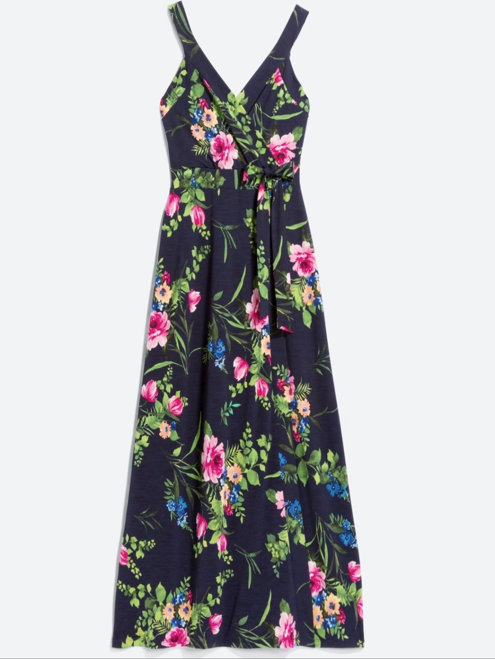 Le Lis Navy Floral Maxi Dress with Pink & Green Accents